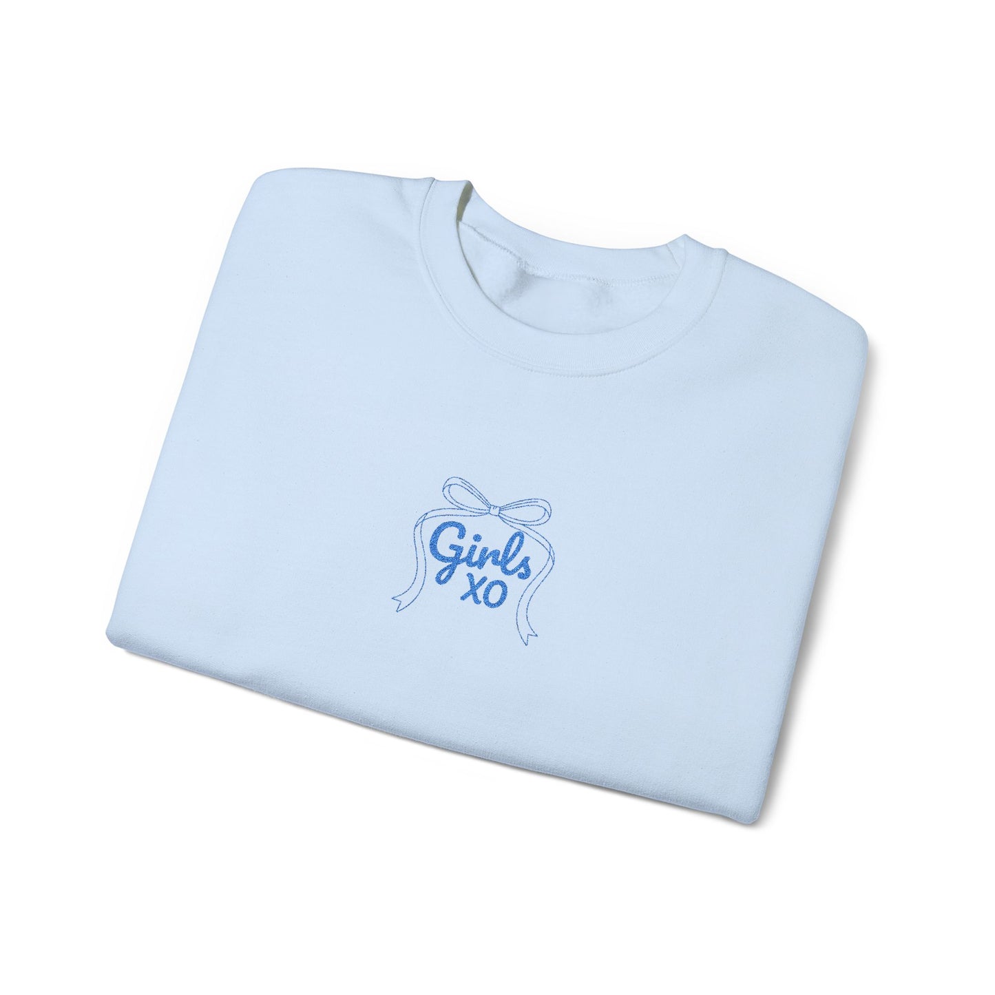 The “Girls XO” Baby Blue Embroidered Crewneck